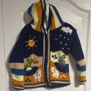 PERUVIAN WOOL SWEATER, NAVY BLUE, KID